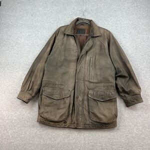 Vintage Gap Leather Bomber Jacket Mens Small Brown Chore Long Length 80s 90s